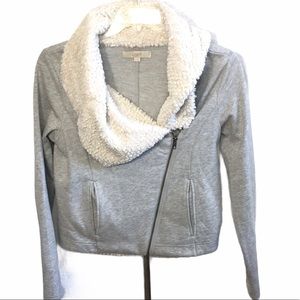 LOFT Gray Jacket with Cream Collar
